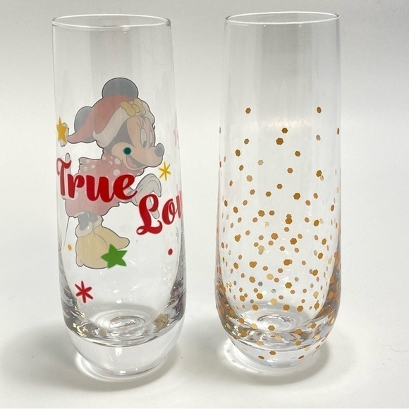 Disney Minnie Mouse Christmas Santa Stemless Flute glass and festive flute glass - Picture 4 of 8